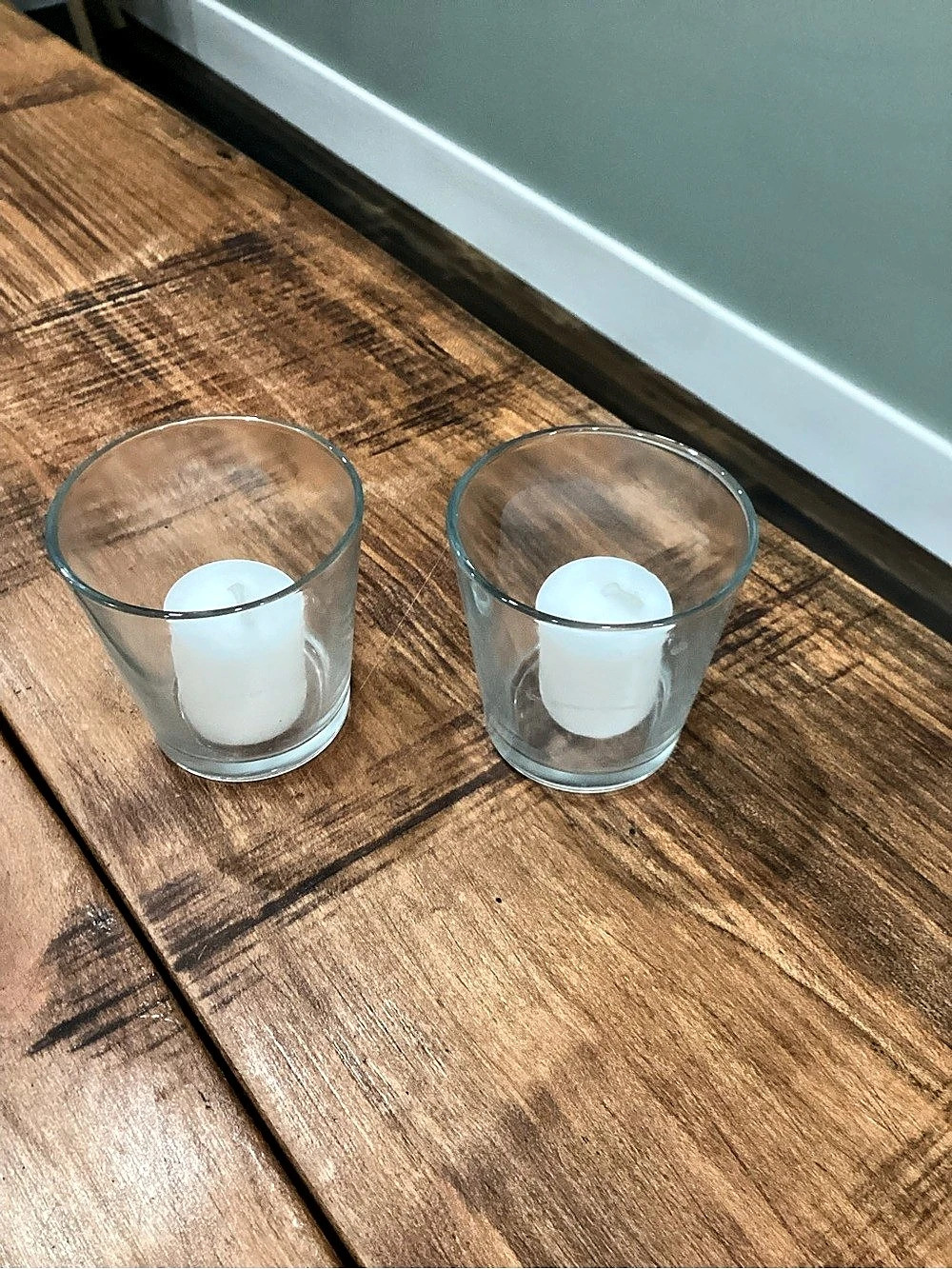 Clear Glass Candle Holders Set of 2